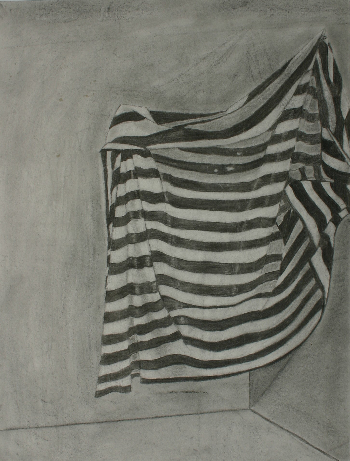 Drawing 1- Fabric Study, charcoal on drawing paper, 18 x 24in, 2018